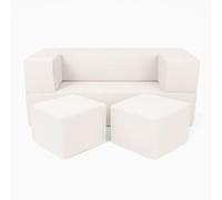 MEOWBABY Canape Enfant Modulable - Chauffeuse Convertible et Canapé Enfant Dépliant - Canape Bebe Pliable et Confortable pour Chambre et Salle de Jeux, Aesthetic, Écru