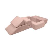 MEOWBABY Canape Enfant Modulable - Chauffeuse Convertible et Canapé Enfant Dépliant - Canape Bebe Pliable et Confortable pour Chambre et Salle de Jeux, Aesthetic, Rose Poudré