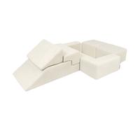 MEOWBABY Canape Enfant Modulable - Chauffeuse Convertible et Canapé Enfant Dépliant - Canape Bebe Pliable et Confortable pour Chambre et Salle de Jeux, Aesthetic, Écru