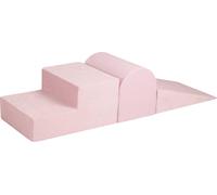 MeowBaby Cours de motricité pour bébés - Module de motricité pour enfants, aire de jeu à 3 éléments 145 x 45 cm, velours, rose poudré