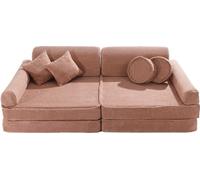 MeowBaby® Esthétique - Canapé en velours côtelé pour enfants rose poudré