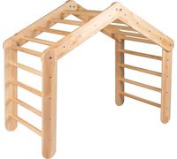 MeowBaby® Grand triangle d'escalade 112x61x94 cm Pikler pour enfants Montessori, Naturel