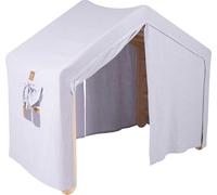 MeowBaby® Grande maison avec échelle pliable pour enfant 112x61x94 cm pour la chambre. Bois, lin, coton, maison gris-bleu, échelle nature