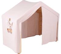 MeowBaby® Grande maison avec échelle pliable pour enfant 112x61x94 cm pour la chambre. Bois, lin, coton, rose Maison, échelle nature