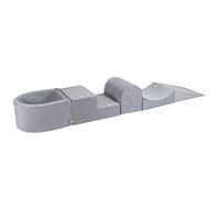 MEOWBABY Parcours de motricité avec Piscine sans Balle pour bébé en Mousse - Petit Parc de Jeu en Mousse pour Enfants, Velours, Gris Clair