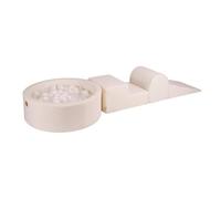 MeowBaby® Parcours Motricité 3 éléments avec Piscine à Balles 90x30cm, Boucle: Blanc-Transparent