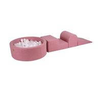 MeowBaby® Parcours Motricité 3 éléments avec Piscine à Balles 90x30cm, Boucle Rose: Blanc-Transparent
