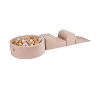 MeowBaby® Parcours Motricité 3 éléments avec Piscine à Balles 90x30cm, Ecru: Or-Beige-Blanc-Transparent