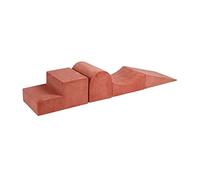 MEOWBABY Parcours motricité bébé en Mousse - Modules motricité Enfant - Structure motricité Escalade - Aire de Jeux intérieur Bloc Mousse, Velours, Marsala Rouge