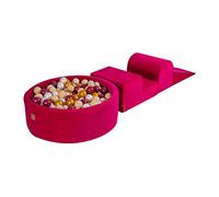 MEOWBABY Piscine à Balle avec Parcours de Motricité pour Bébé avec 200 Balles - Parcours Motricité Enfant et Bébé en Velours - Aire de Jeu Modulable pour Enfants, Magenta