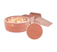 MEOWBABY Piscine à Balle avec Parcours de Motricité pour Bébé avec 200 Balles - Parcours Motricité Enfant et Bébé en Velours - Aire de Jeu Modulable pour Enfants, Abricot