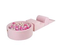 MEOWBABY Piscine à Balle avec Parcours de Motricité pour Bébé avec 200 Balles - Parcours Motricité Enfant et Bébé en Velours - Aire de Jeu Modulable pour Enfants, Rose Poudré