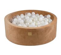 MEOWBABY Piscine à Balle pour bébé - Piscine à balles Douce en Velours 90x30cm avec 200 balles - Fosses a Boules pour Enfants, Caramel