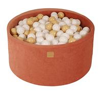 MEOWBABY Piscine à Balles pour Bébé - Rond 90x40cm Fosses a Boules pour Enfants avec 300 Balle, Velvet, Rouge Marsala: Blanc/Beige