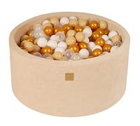MEOWBABY Piscine à Balle pour bébé - Piscine à balles Douce en Velours 90x40cm avec 300 balles - Fosses a Boules pour Enfants, Écru