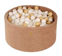 MEOWBABY Piscine à Balle pour bébé - Piscine à balles Douce en Velours 90x40cm avec 300 balles - Fosses a Boules pour Enfants, Beige