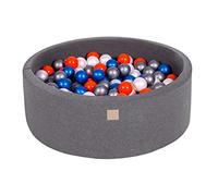 MEOWBABY Piscine À Balles 90X30cm/200 Balles ∅ 7Cm pour Bébé Enfant Bambin Jouets pour Les Tout-Petits Fabriqué de Jouet Rond Mousse Fabriqué en UE Gris Foncé: Bleu Perle/Perle Blanche/Orange/Argent