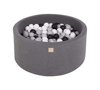 MEOWBABY Piscine À Balles 90X40cm/300 Balles ∅ 7Cm pour Bébé Enfant Bambin Jouets pour Les Tout-Petits Fabriqué de Jouet Rond Mousse Fabriqué en UE Gris Foncé: Gris/Blanc/Noir
