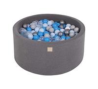 MEOWBABY Piscine À Balles 90X40cm/300 Balles ∅ 7Cm pour Bébé Enfant Bambin Jouets pour Les Tout-Petits Fabriqué de Jouet Rond MousseFabriqué en UE Gris Foncé: Gris/Bleu/Transparent/Bleu Bébé/Argent