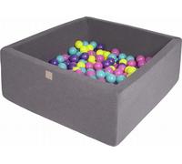 MeowBaby® Piscine à balles carrée pour bébés 90x90x40cm/200 balles 7cm Enfants Piscine à balles, Coton, Gris foncé : Violet/Rose foncé/Lime/Turquoise