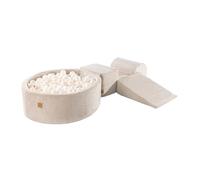 MEOWBABY Piscine à Balles et Parcours Motricité Enfant - 200 balles - Module motricité, Côtelé, Ecru