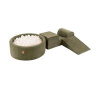 MEOWBABY Piscine à Balles et Parcours Motricité Enfant - Parcours motricité bébé avec 200 balles - Module motricité, Côtelé, Khaki