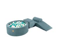 MEOWBABY Piscine à Balles et Parcours Motricité Enfant - Parcours motricité bébé avec 200 balles - Module motricité, Côtelé, Turquoise