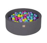 MEOWBABY Piscine à balles pour bébé - Fosses a Boules 90x30cm pour Enfants avec 200 balles - Piscine a Balle en Coton Enfant, Gris Foncé
