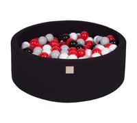 MEOWBABY Piscine à balles pour bébé - Fosses a Boules 90x30cm pour Enfants avec 200 balles - Piscine a Balle en Coton Enfant, Noir
