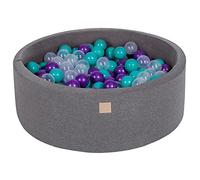 MEOWBABY Piscine à balles pour bébé - Fosses a Boules 90x30cm pour Enfants avec 200 balles - Piscine a Balle en Coton Enfant, Gris Foncé