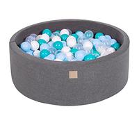 MEOWBABY Piscine à balles pour bébé - Fosses a Boules 90x30cm pour Enfants avec 200 balles - Piscine a Balle en Coton Enfant, Gris Foncé