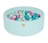 MEOWBABY Piscine à balles pour bébé - Fosses a Boules 90x30cm pour Enfants avec 200 balles - Piscine a Balle en Coton Enfant, Menthe