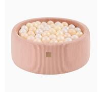 MEOWBABY Piscine À Balles pour Bébé - Rond 90x30cm Piscine a Balle pour Enfant avec 200 Balle, Côtelé, Côtelé, Rose: Blanc Perle/Transparent