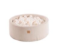 MEOWBABY Piscine À Balles pour Bébé - Rond 90x30cm Piscine a Balle pour Enfant avec 200 Balle, Côtelé, Ecru: Blanc Perle