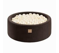 MEOWBABY Piscine À Balles pour Bébé - Rond 90x30cm Piscine a Balle pour Enfant avec 200 Balle, Côtelé, Marron: Blanc Perle
