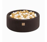MEOWBABY Piscine À Balles pour Bébé - Rond 90x30cm Piscine a Balle pour Enfant avec 200 Balle, Côtelé, Marron: Beige/Blanc Perle/Platine
