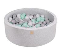 MEOWBABY Piscine À Balles pour Bébé - Rond 90x30cm Piscine a Balle pour Enfant avec 200 Balle, Coton, Gris Clair: Blanc/Gris/Menthe