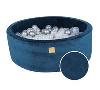 MEOWBABY Piscine à balles Souple pour Tout-Petits et bébés - 90 x 30 cm en Velours côtelé intérieur/extérieur avec balles (200 pièces) - Aire de Jeux pour Enfants (Bleu Marine : Transparent/argenté)