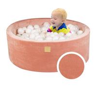 MEOWBABY Piscine à balles souple pour tout-petits et bébés - 90 x 30 cm en velours côtelé intérieur/extérieur avec balles incluses (200 pièces) - Aire de jeux pour enfants (abricot: blanc/transparent)