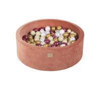 MeowBaby® Piscine À Balles Velours 90X30cm/200 Rond, Rouge Marsala: Beige/Bourgogne Perle/Or/Blanc Perle