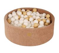MEOWBABY Piscine À Balles Velvet 90X30cm/200 Balles ø 7cm Rond pour Bébé Enfant Bambin Jouets pour Les Tout-Petits de Jouet Mousse Fabriqué en UE Beige: Blanc/Beige