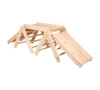 MEOWBABY Structure d'escalade pour enfants - Set intérieur deux triangles d'escalade avec trois toboggans/murs d'escalade, jeux Montessori Pikler en bois, naturel