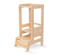 MeowBaby Tour d'apprentissage Tour d'observation pour Enfants Montessori Learning Tower Bois Naturel Kitchen Helper pour Petit Bebe Bambin Made in EU Transparent