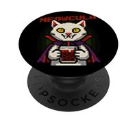 Meowcula Funny Pixel Art Vampire Chat Halloween PopSockets PopGrip Adhésif