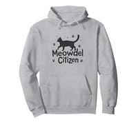 Meowdel Citizen Cat Lover Paw Sweat à Capuche, Unisexe pour Adultes, Gris Chiné, M