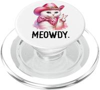 Meowdy Cat Bachelorette Party Pink Cowgirl Hat Cat Cowboy PopSockets PopGrip pour MagSafe