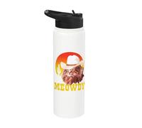 Meowdy! Funny Country Music Cat Cowboy Hat Vintage Stainless Steel Insulated Water Bottle