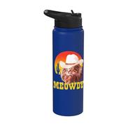 Meowdy! Funny Country Music Cat Cowboy Hat Vintage Stainless Steel Insulated Water Bottle