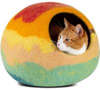 MEOWFIA Cave à Chat en Feutre - Lit Grotte Cosy Laine Mérinos, Fait à la Main - Maison pour Chats et Chatons (Taille M, Coucher de Soleil Tucson)