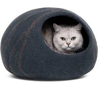 MEOWFIA Cave à Chat en Feutre - Lit Grotte Cosy Laine Mérinos, Fait à la Main - Maison pour Chats et Chatons (Grand, Gris Ardoise)